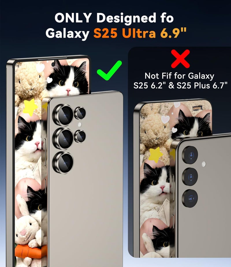 CloudValley for Samsung Galaxy S25 Ultra Camera Lens Protector, 9H Tempered Glass + Aluminum Alloy Individual Lens Protective Ring, [1 Second Installaion] Ultra-HD Glass Cover,Titanium Gray - Image 5